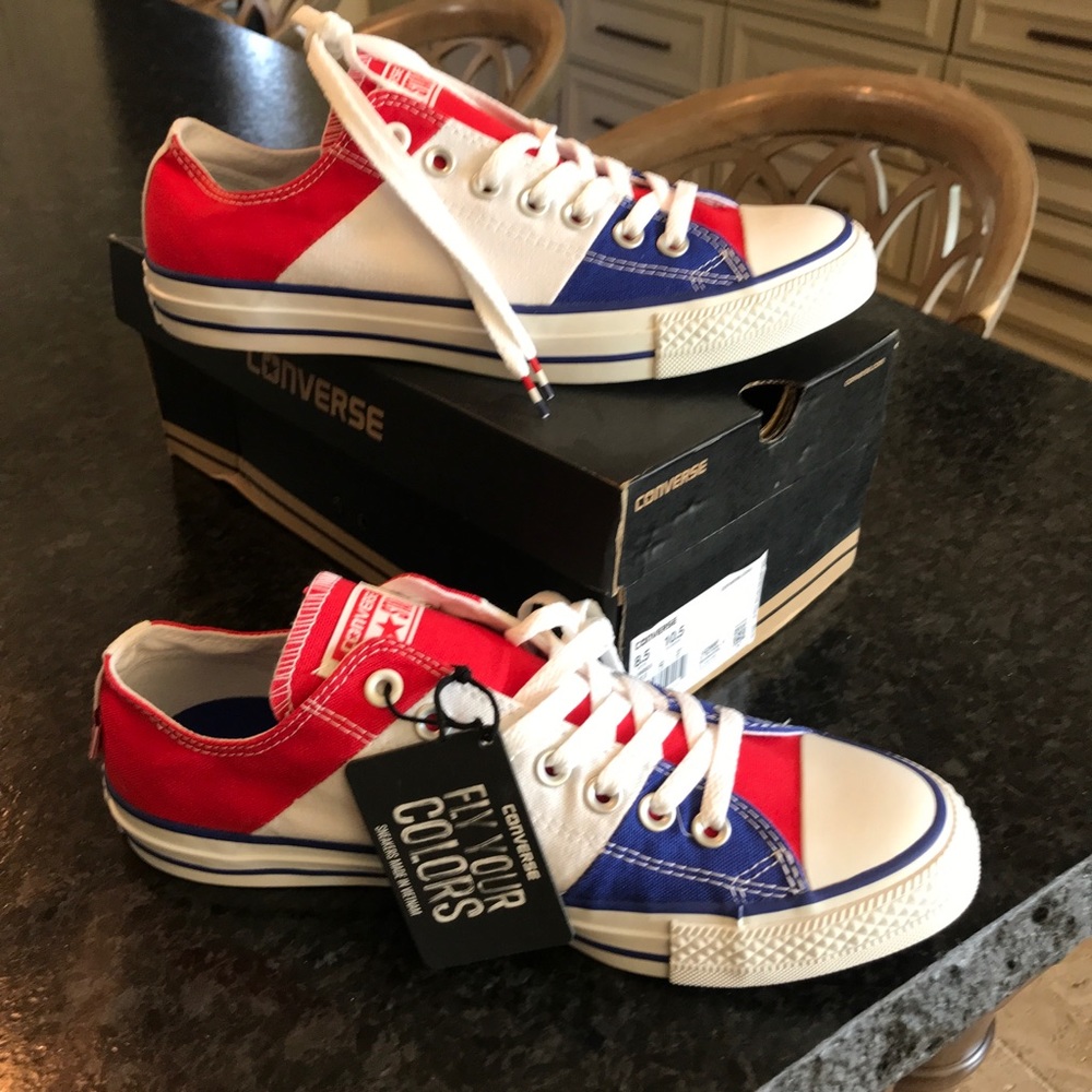 Converse size 10.5 women’s red, white & blue new